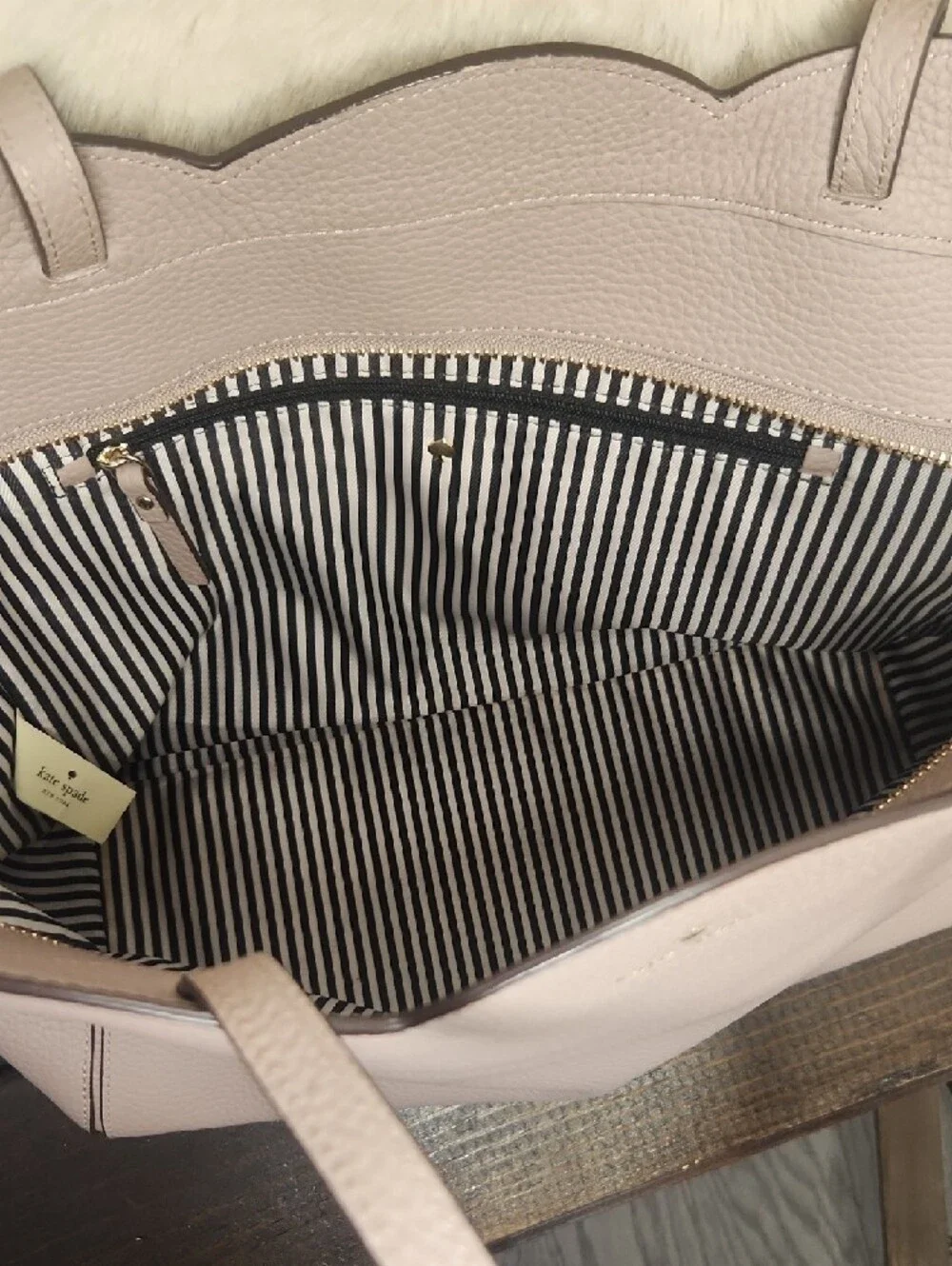 kate spade Scalloped Pebbled Tote in Dusty Mauve